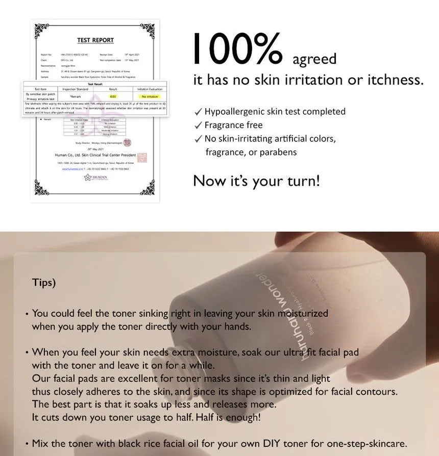 Haruharu Wonder Black Rice Hyaluronic Toner Fragrance Free Jumbo 300Ml